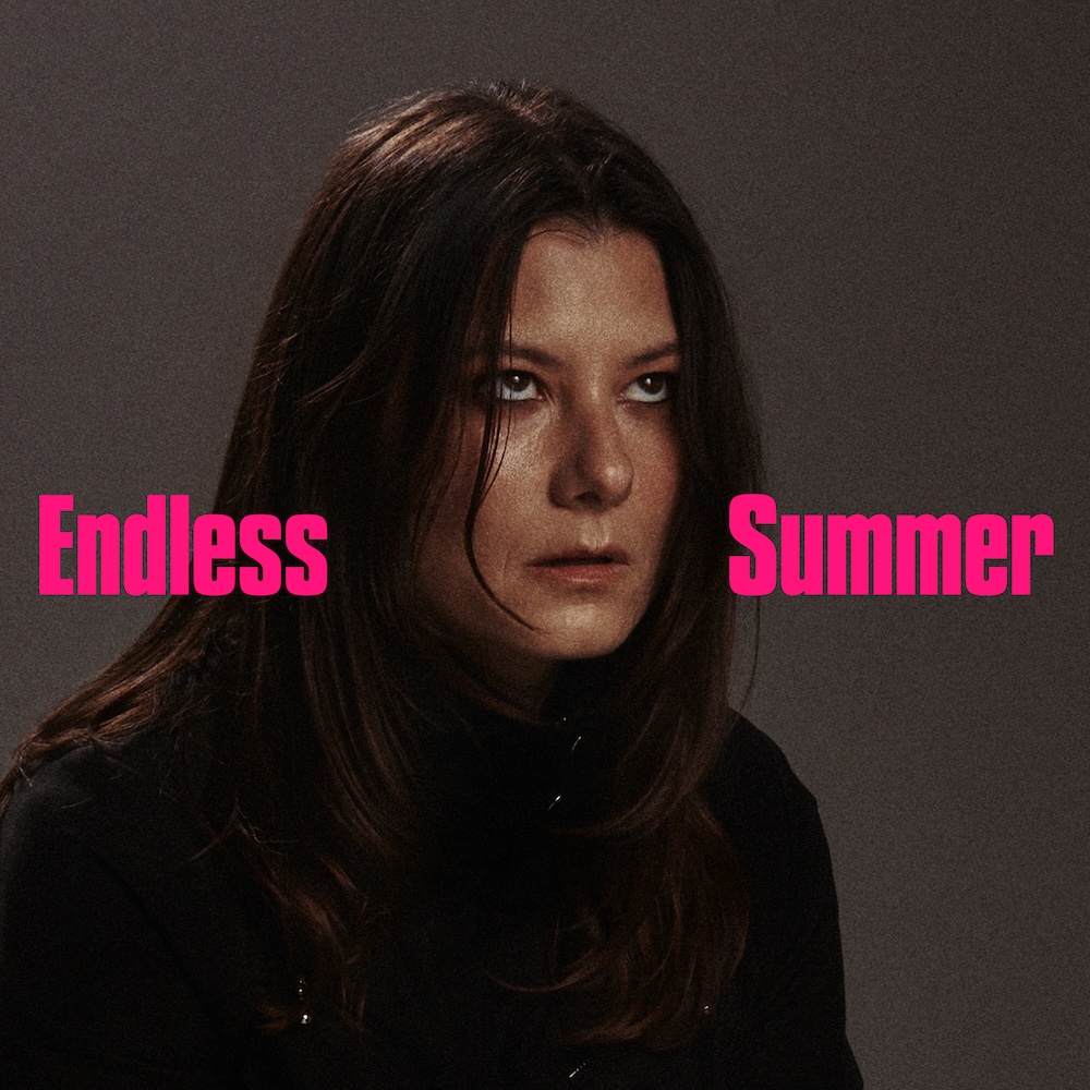 Single artwork for Full Flower Moon Band song Endless Summer featuring Kate Dillon with pink text.